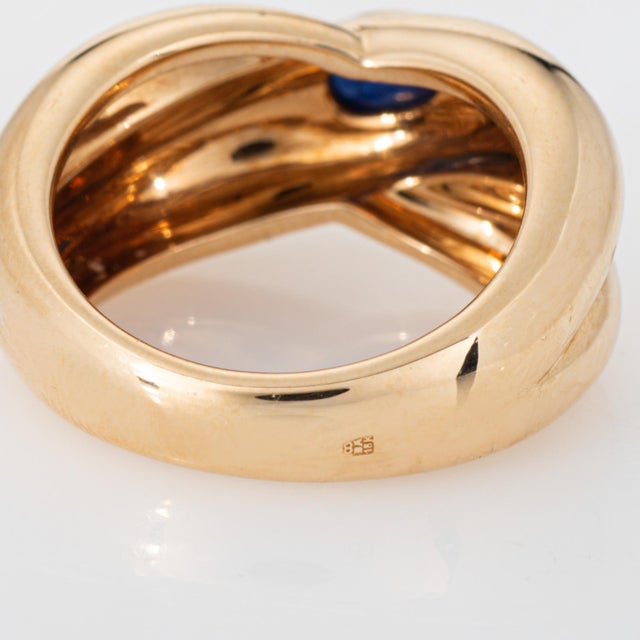 Metal 1992 Cartier Colisee Sapphire Ring Sz 6.75 Eu 54 Band 18k Yellow Gold Signed For Sale - Image 7 of 7