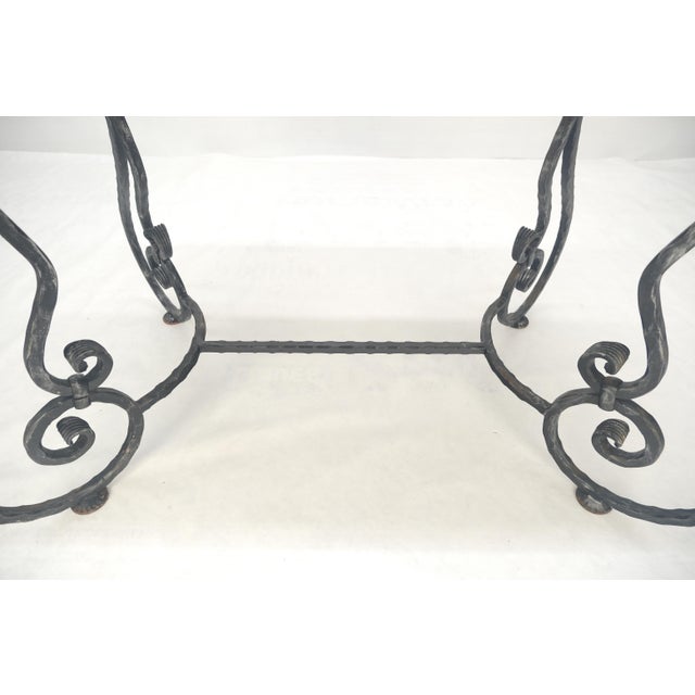 Heavy Wrought Iron Base 46x30" Thick Granite Top Outdoor Dining Table MINT For Sale - Image 6 of 12
