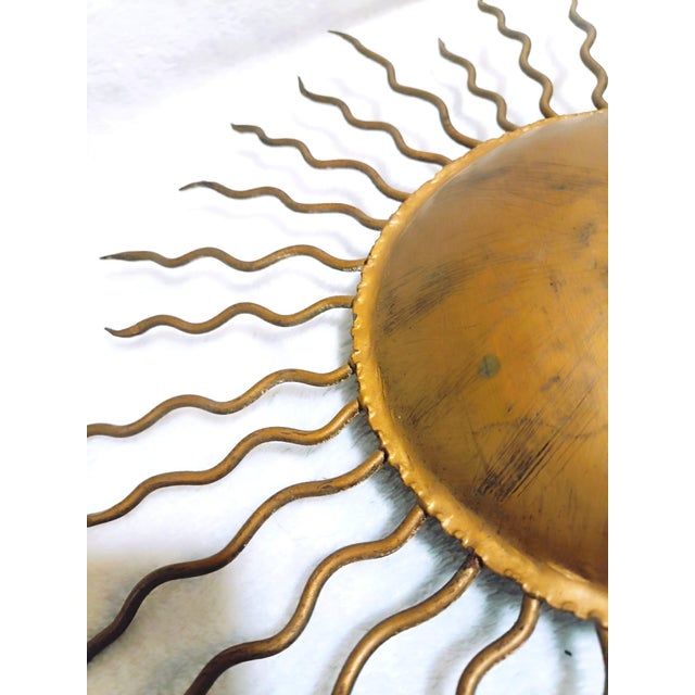 Mid-Century Modern Vintage Sunburst Lamp in Gold Metal, 1950s For Sale - Image 3 of 9