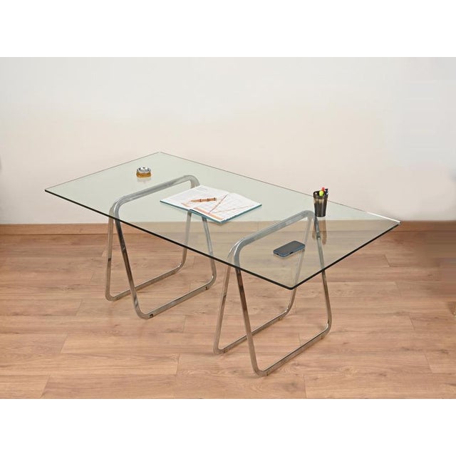 Italian Tubular Chromed Steel Trestles, 1970s, Set of 2 For Sale - Image 12 of 18