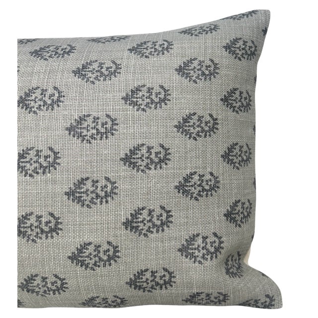 Modern Rajmata Linen Pillow Cover in Grey, 14x20 Pillow For Sale - Image 3 of 4
