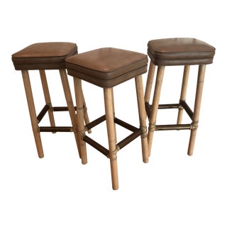 Vintage McGuire Organic Bamboo Bar Stools - Set of 3 For Sale