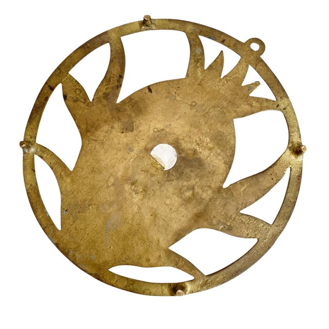 Mid-Century Modern 1980s Brass Circular Pineapple Trivet For Sale - Image 3 of 3
