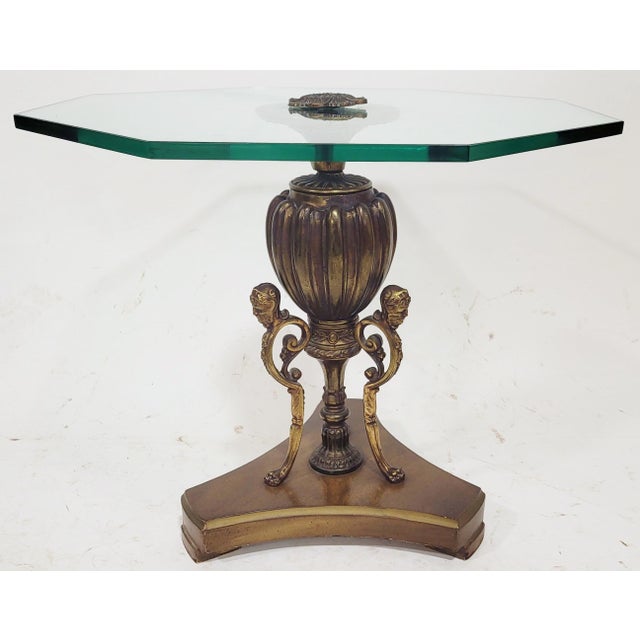 Antique French Empire Style Bronze Gilt Metal & Glass Side Table Chairish