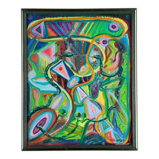 1956 Signed Charles Lapicque Original French Oil on Canvas Abstract Painting For Sale
