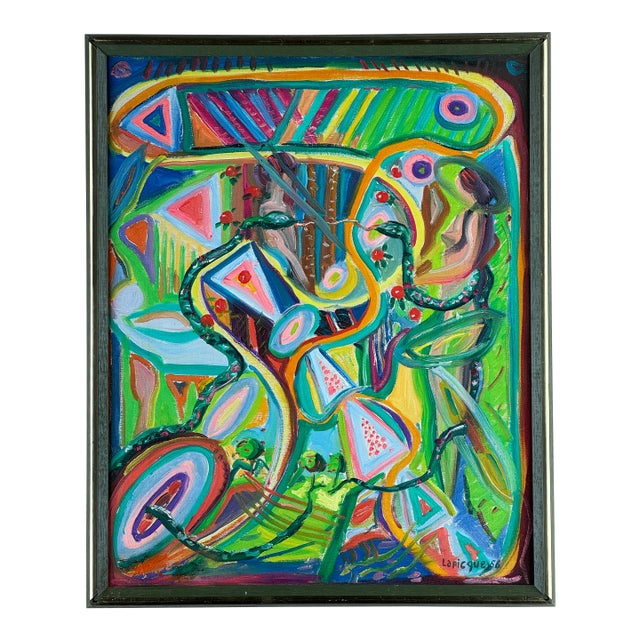 1956 Signed Charles Lapicque Original French Oil on Canvas Abstract Painting For Sale
