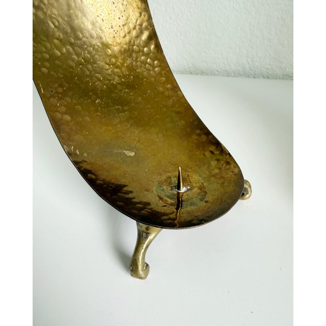 1950s Carl Auböck Style Brass Scoop Candle Holders - A Pair For Sale - Image 10 of 14