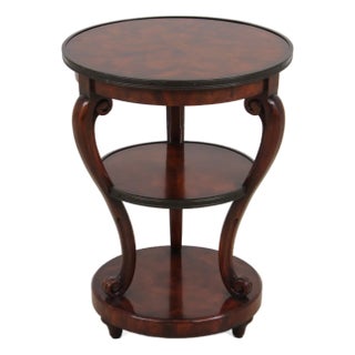 Theodore Alexander 3 Tier Round Flame Mahogany End Lamp Table For Sale