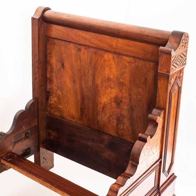 Walnut Single Bed with Marquetry Details, France, 1930s For Sale - Image 10 of 18