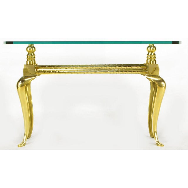 1970s Cast & Polished Brass Cabriole Leg Console Table For Sale - Image 5 of 8