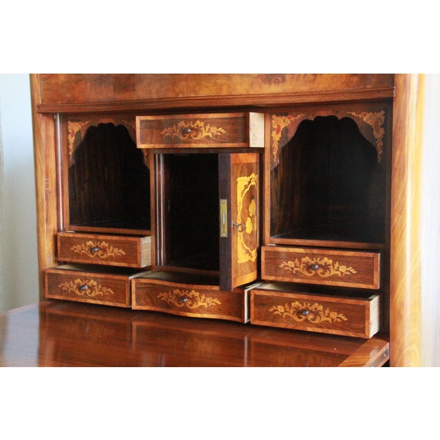 Beige Danish Secretaire in Walnut, 1890s For Sale - Image 8 of 18