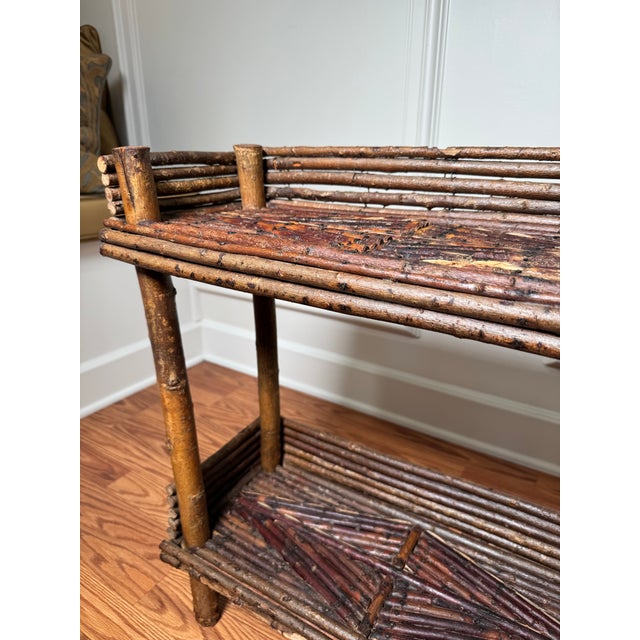 Antique Adirondack Twig Two Tiered Side Table For Sale - Image 11 of 12