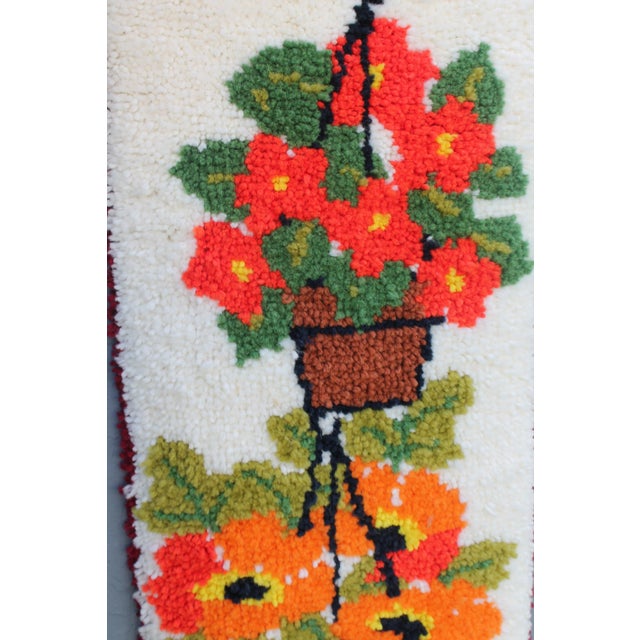 Mid-Century Modern 1960sVintage Latchooked Yarn Art Potted Flowers For Sale - Image 3 of 11