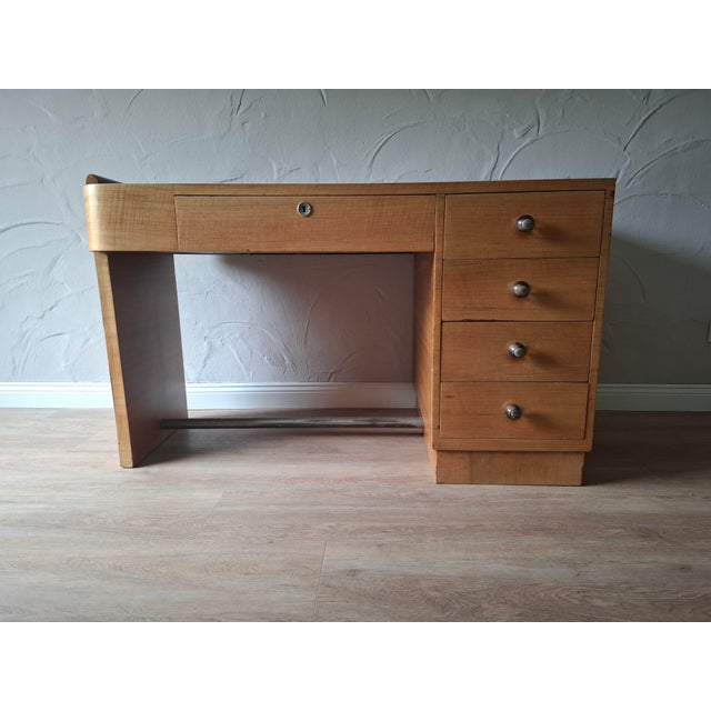 Wood Vintage French Art Deco Desk, 1940 For Sale - Image 7 of 7