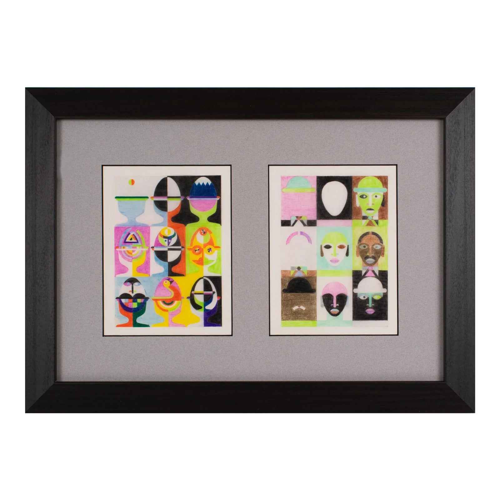 Surrealist Geometric Variation Colors Drawings on Tracing Paper, France ...