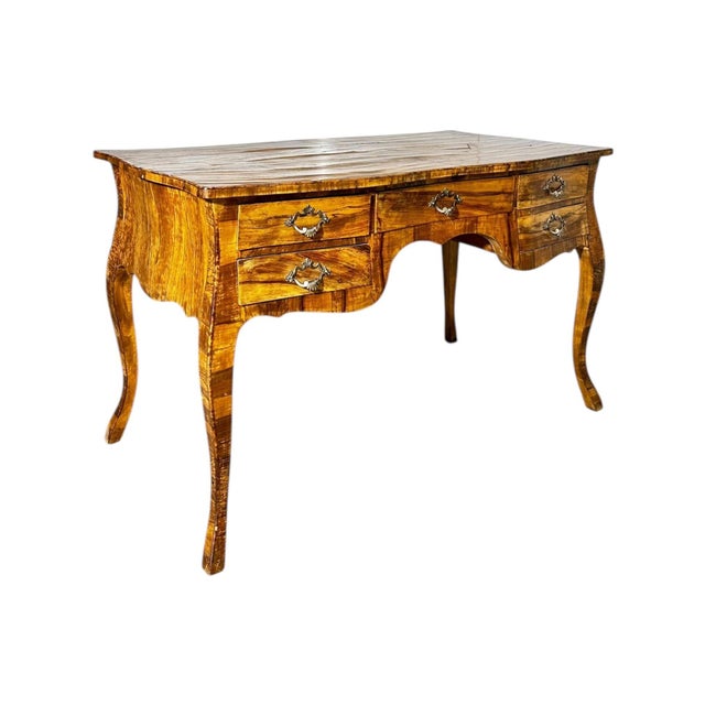 Mid-Century Modern French Louis Xv- Style Patchwork Burlwood Desk by Michael Taylor, 1970 For Sale - Image 3 of 10