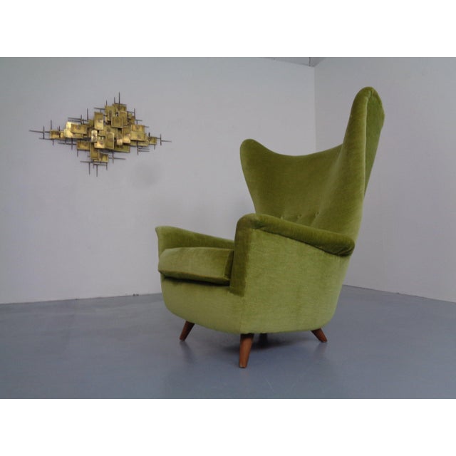 Italian Mohair Wingback Chair, 1950s For Sale - Image 11 of 11