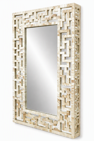 Neiman Marcus Vintage Capiz Shell Fretwork Wall Mirror