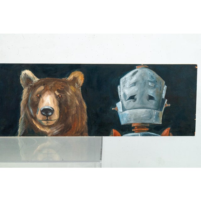 2010s Lauren Briere Lions, Tigers, Bears, and Oh My Bot Signed Oil Painting on Board For Sale - Image 5 of 5