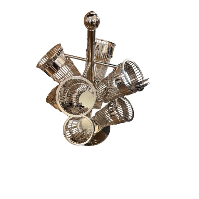 1990s Chrome Wire Basket Champagne Holders on Stand For Sale - Image 4 of 6