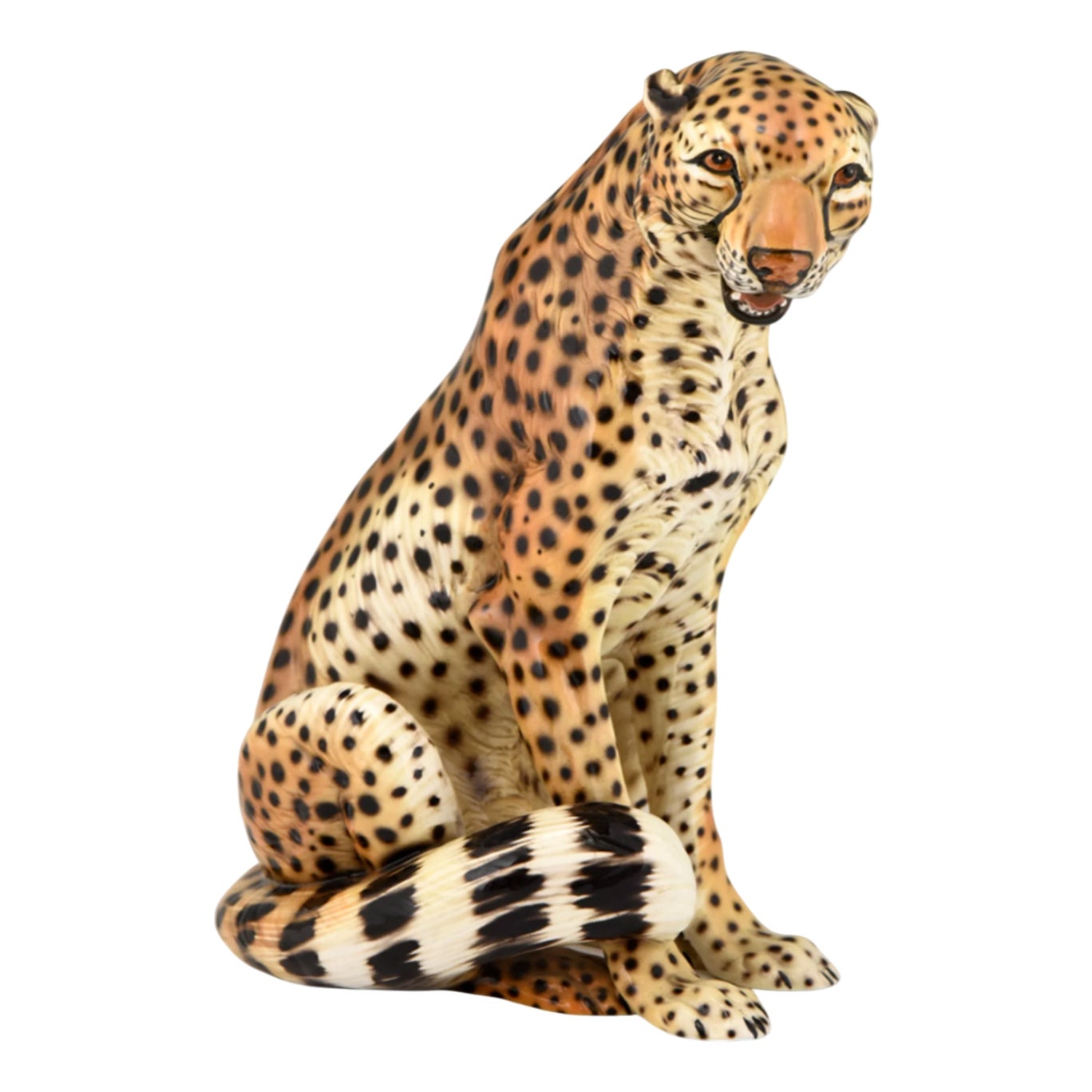 Mid-Century Ceramic Cheetah Sculpture by Giovanni Ronzan