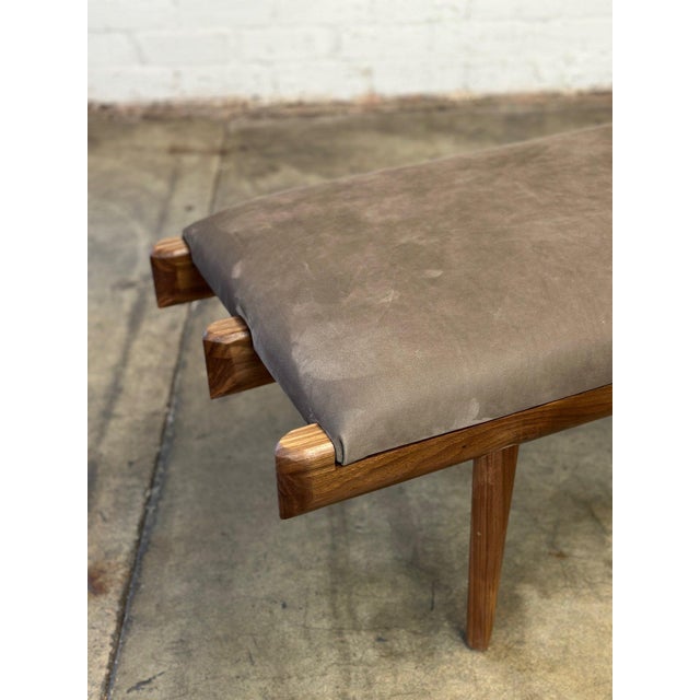 W48 D21 H19 SW43.5 SD21 SH19 Custom made Handcrafted solid walnut bench with a removable upholstered seat. Item is...