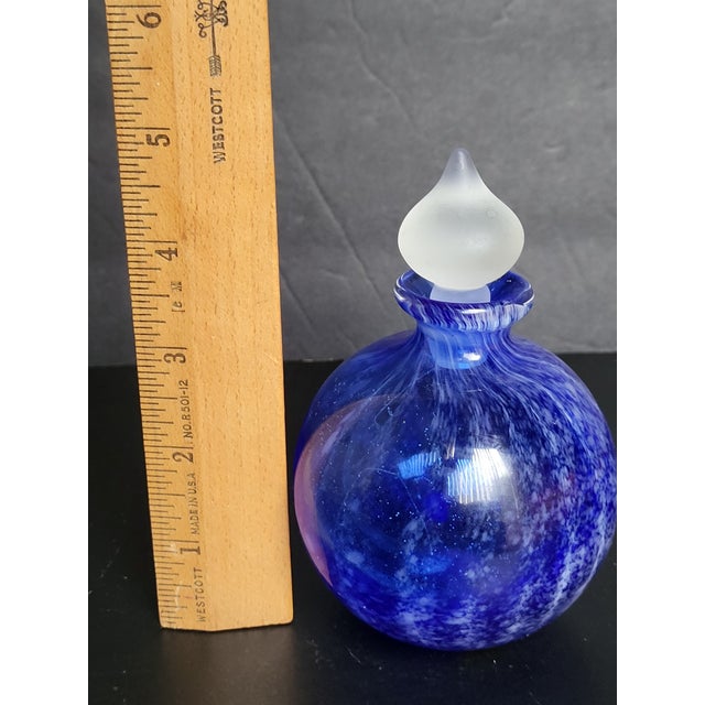 2000s Hand Blown Glass Perfume Bottle With Stopper For Sale - Image 10 of 11