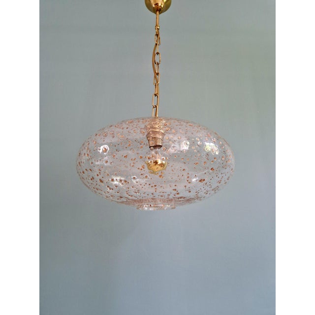 Large Vintage Pendant Light in Clear Glass Inlaid with Gold Glitter, Germany, 1970 For Sale - Image 12 of 12