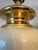 Vintage Hollywood Regency Brass & Cream Ceramic Drape Table Lamps - A Pair For Sale - Image 4 of 12
