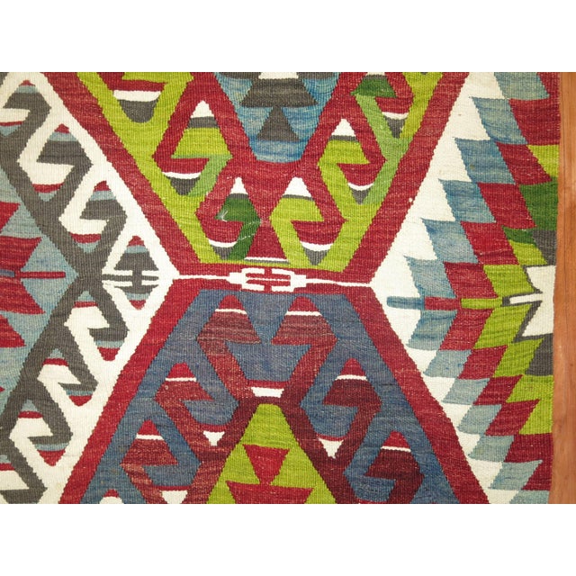 Mid 20th Century Geometric Tribal Turkish Kilim For Sale - Image 4 of 5