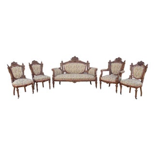 Victorian American Renaissance Revival Style Parlor Set - 5 PCS For Sale