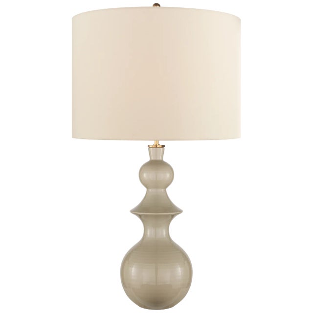 Saxon Large Table Lamp in Dove Grey with Cream Linen Shade Designer: kate spade new york Height: 37.75" Shade Detail:...