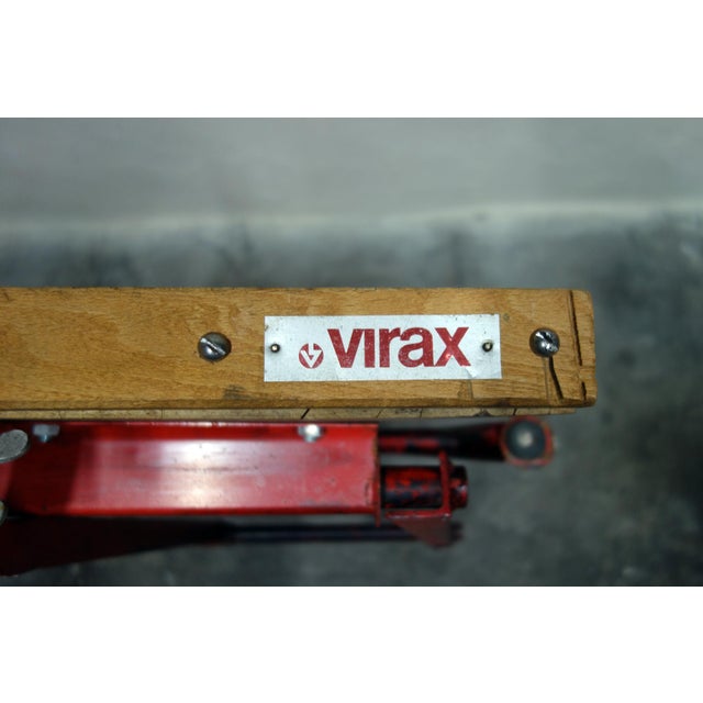 Old folding plumber's workbench from the 1960s-70s. Virax brand, France. Stripped and waxed solid wood top (120x54 cm,...