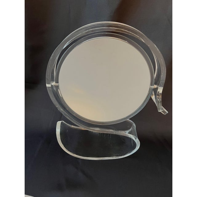 Transparent Acrylic Two Sided Swan Shape Vanity Mirror with Magnification - For Sale - Image 8 of 10