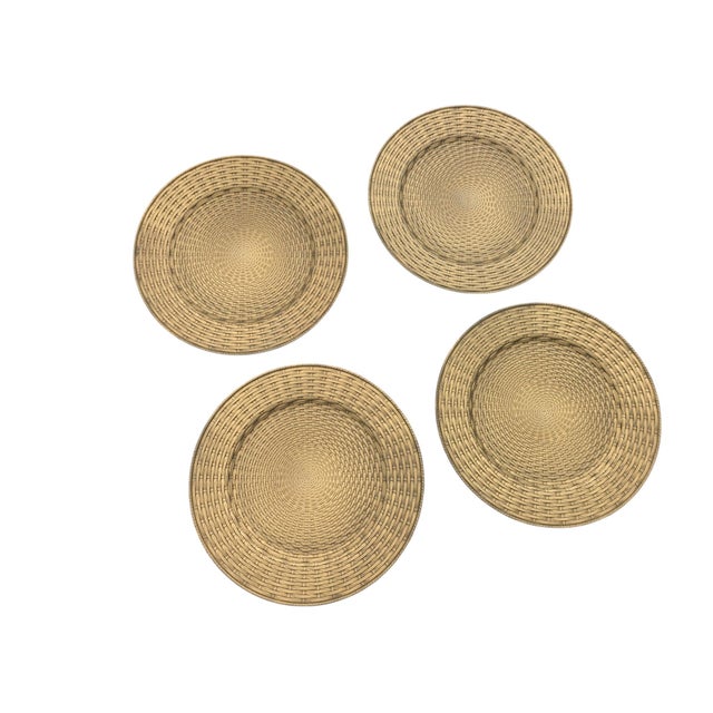 Trompe Loleil Faux Woven Wicker Charger Plates- Set of 4 For Sale - Image 11 of 12
