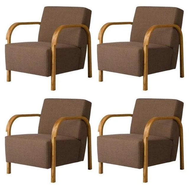 Set of 4 kvadrat/hallingdal & fiord arch lounge chairs by mazo design dimensions: w 69 x d 79 x h 76 cm materials: oak,...