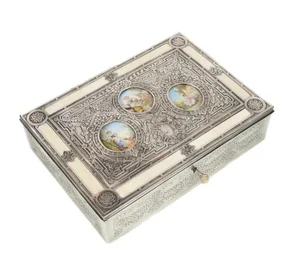 19th Century Silver Repousse Miniature Painting Inset Box
