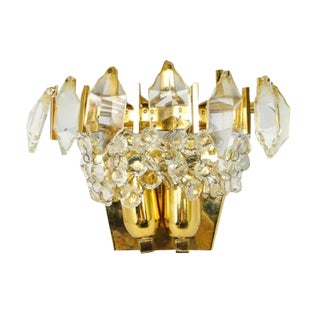 Crystal Wall Lamp, Poland, 1970s For Sale