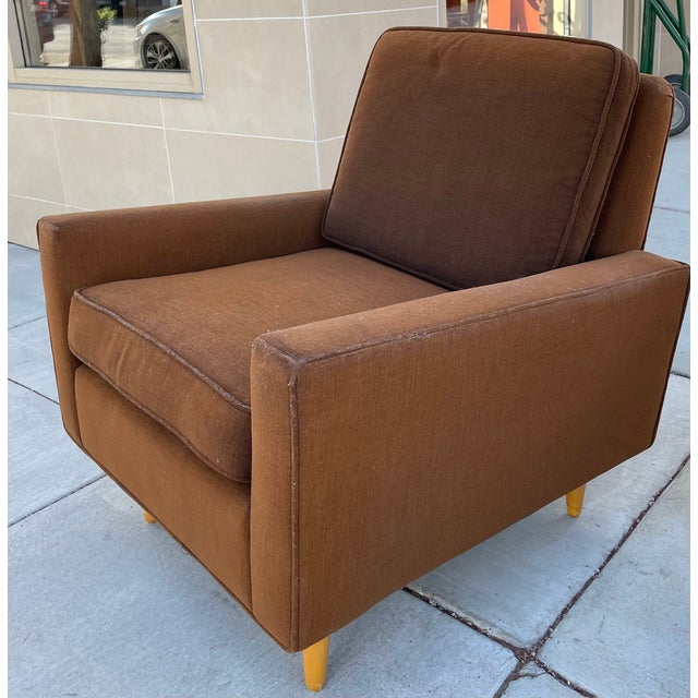 Mid Century Sofa & Two Chairs in Cocoa Brown For Sale - Image 4 of 11