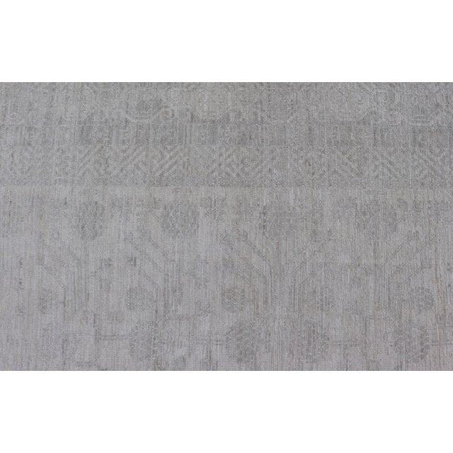 Modern All-Over Floral Khotan With Light Gray Background and Neutral Colors For Sale - Image 9 of 11