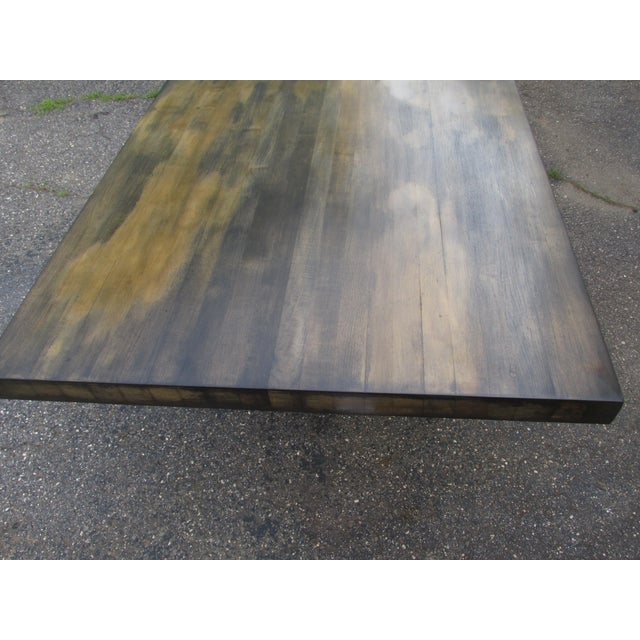 Mid Century Trestle Style Dining Table Table, Eight Feet Long For Sale - Image 9 of 11