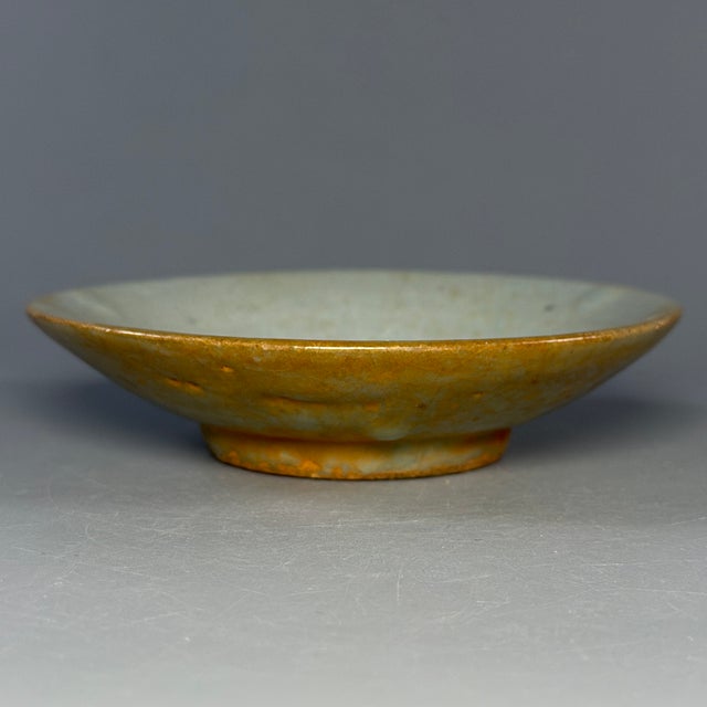 Chinese Antique Chinese Crackle Glaze Shallow Plate, Collectible Ceramic For Sale - Image 3 of 5
