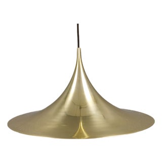 Vintage Golden Semi Hanging Lamp by Claus Bonderup & Torsten Thorup for Fog & Mørup, 1974 For Sale