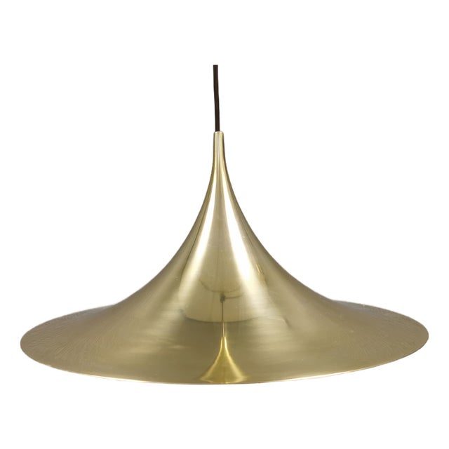 Vintage Golden Semi Hanging Lamp by Claus Bonderup & Torsten Thorup for Fog & Mørup, 1974 For Sale