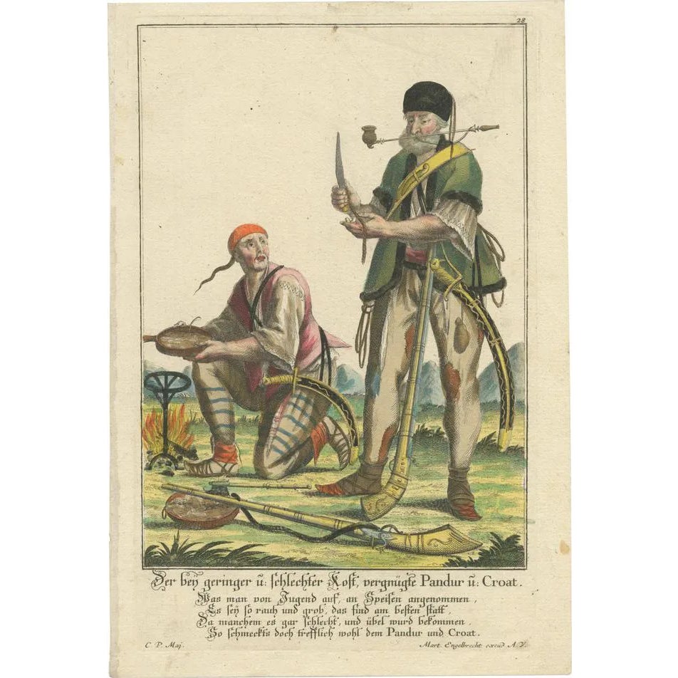 Engelbrecht, Illustration of a Pandur and Croat Having a Meal, 178 ...