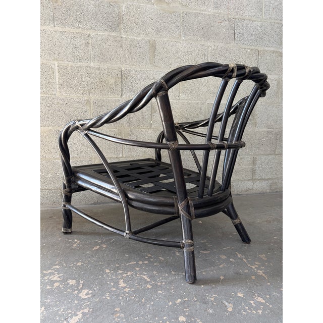 A Pair of Coastal Stylle Rattan Lounge Chairs by McGuire. Circa 1980s. For Sale - Image 18 of 18
