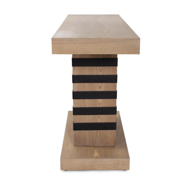 2020s Robin Baron Leather Wrapped Console Table For Sale - Image 5 of 10