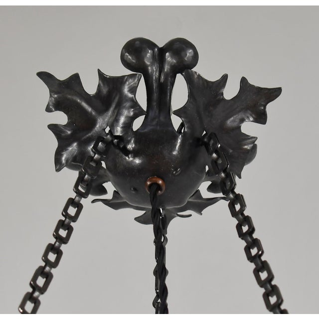 Burnt Orange French Art Deco Pendant Light by Le Verre Francais Schneider - 1925 Cameo Chandelier France For Sale - Image 8 of 11