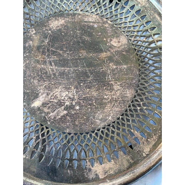 Mid 20th Century Gorham Newport Silver Plate 8" Round Footed Reticulated Trivet For Sale - Image 6 of 10