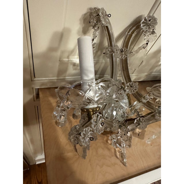 Gold Vintage Pair of Two Arm Maria Theresa Wall Sconces With Mirrored Backs. For Sale - Image 8 of 10